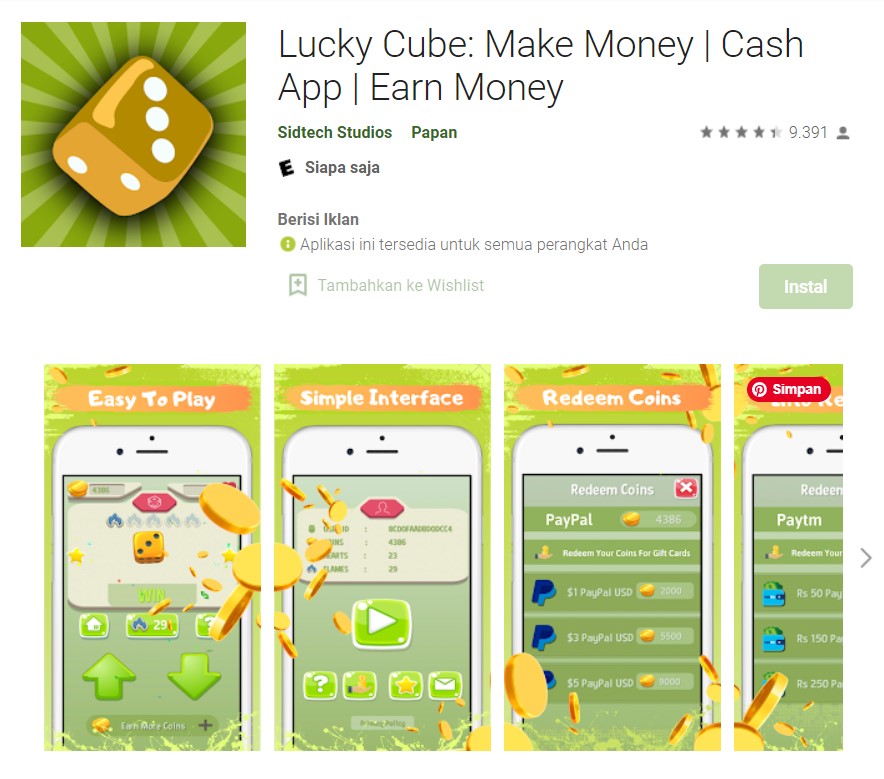 Lucky Cube Aplikasi Game Penghasil Uang Nyata